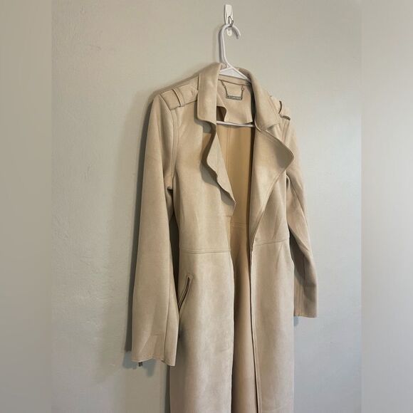 T TAHARI Trench Coat Tan colored Midi Length - Picture 8 of 9